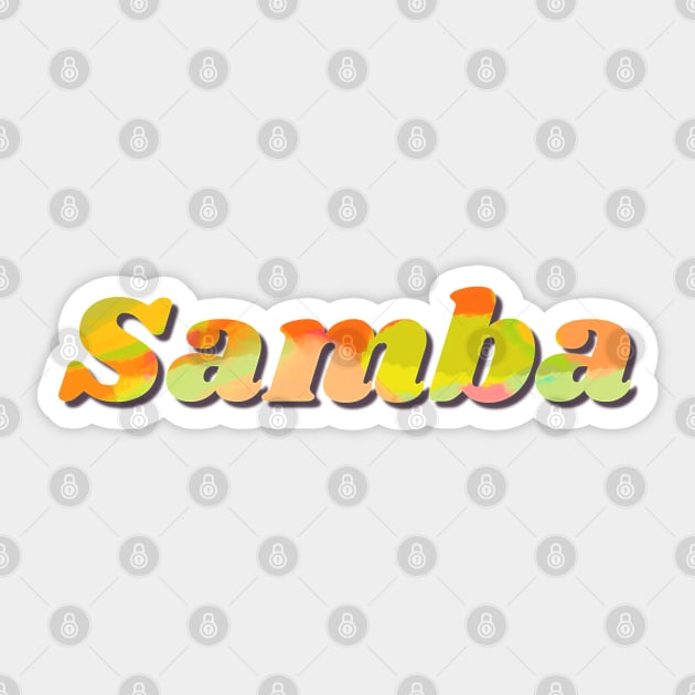Samba lettering in orange yellow on green background Sticker by Bailamor